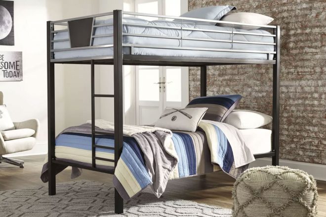 Dinsmore Twin Bunk Bed with Mattress and Pillow